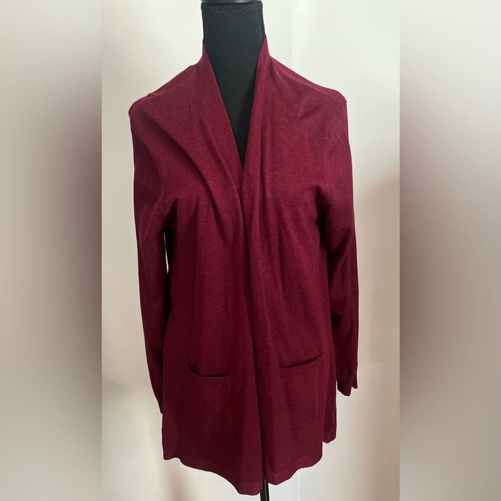 Time and Tru Maroon Knit Cardigan